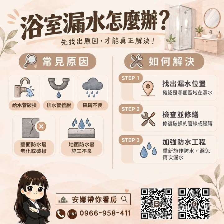 🚨 「浴室漏水，第一時間別急著敲地板！」